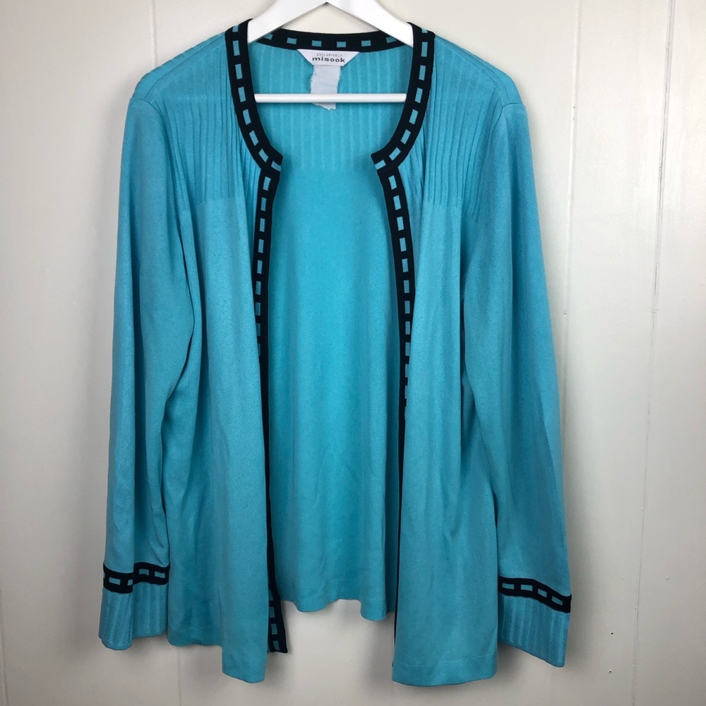 Misook Teal cardigan long sleeve large 221